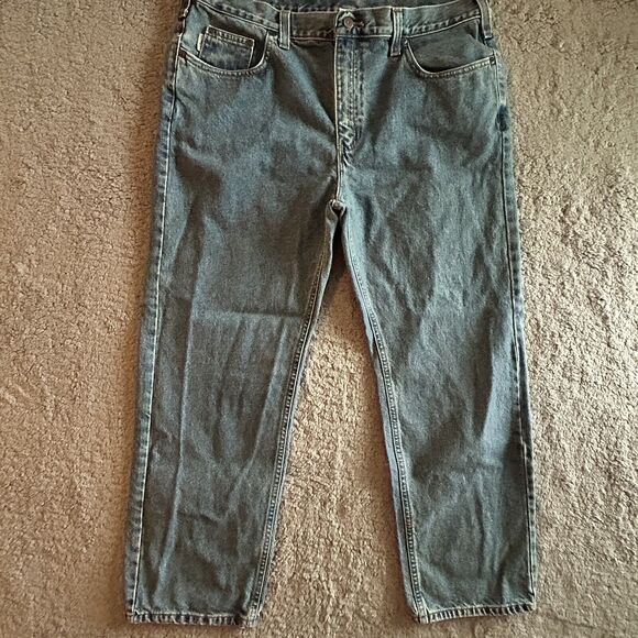Carhartt Tradition Fit Jeans Mens 40 X 30 Blue Canvas Workwear Dadcore - Picture 1 of 16